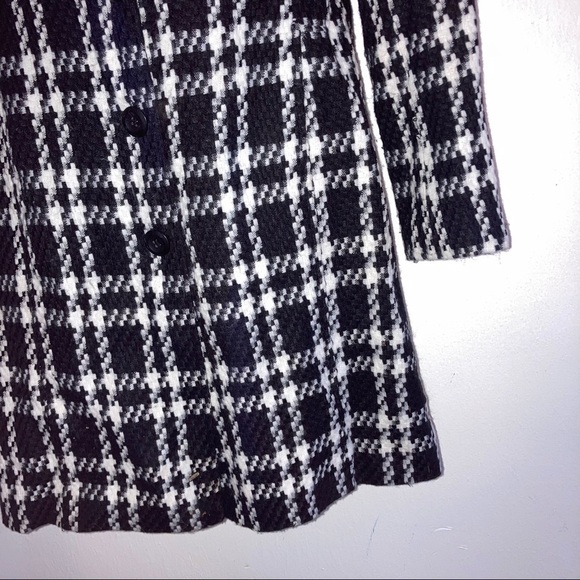 Worthington Long Plaid Jacket Coat 4 Blue White - Picture 3 of 6